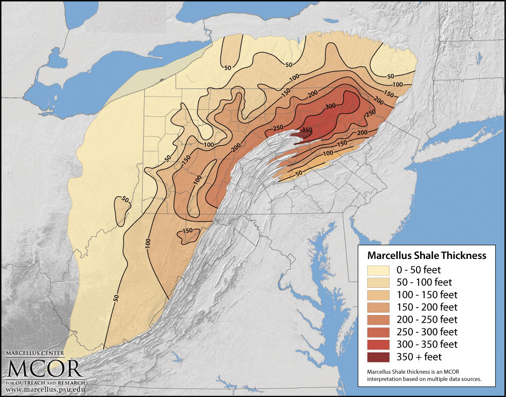 marcellus shale thickness map
